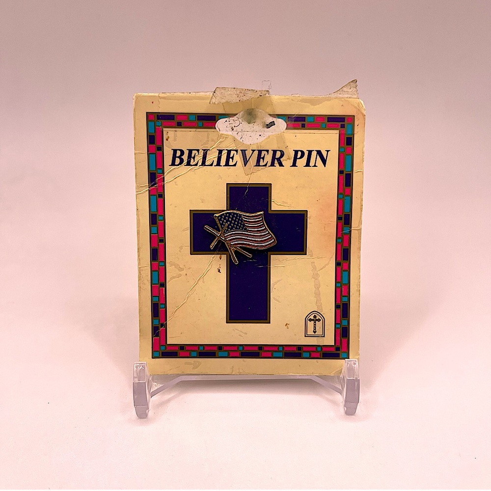 Unites States flag and cross Believer Pin
